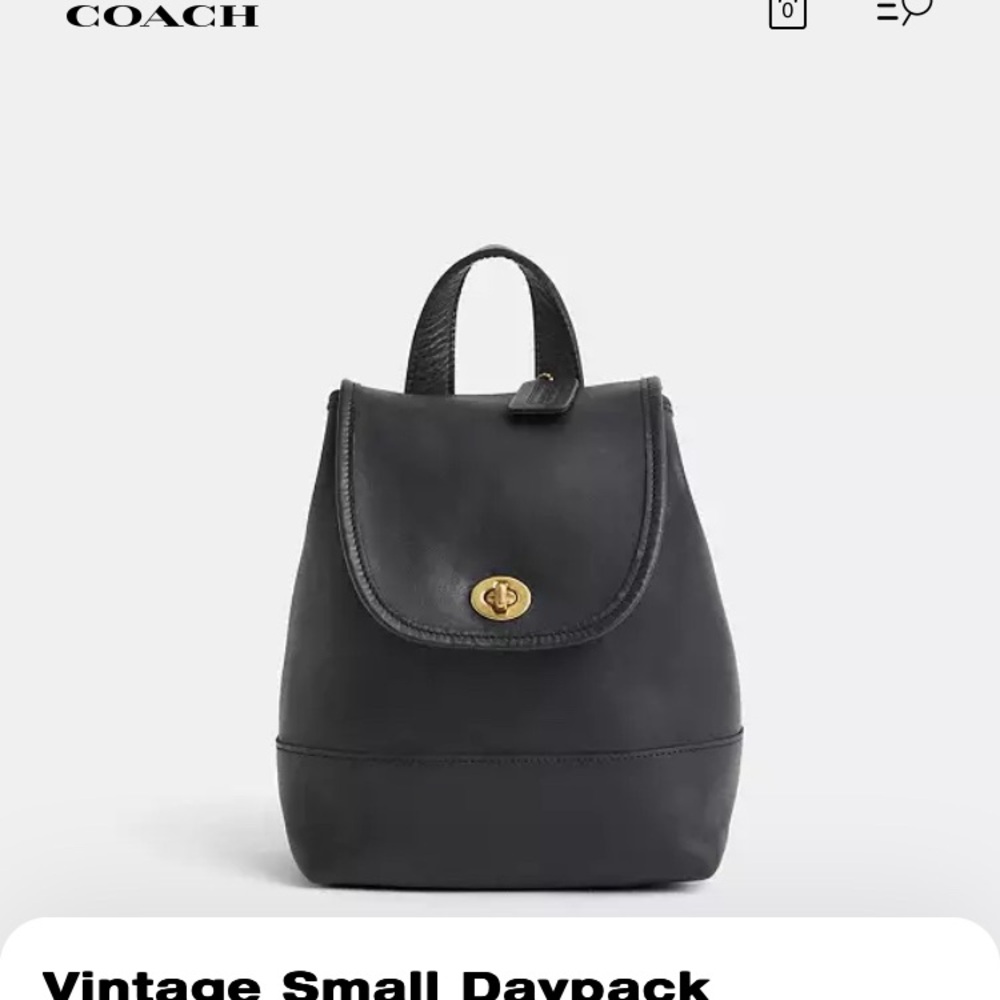 VINTAGE Coach turnlock mini black leather backpack top handle adjustable string - Picture 11 of 16